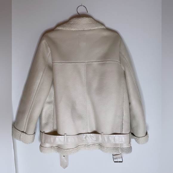 ZARA CREAM WINTER MOTO JACKET - Picture 10 of 10